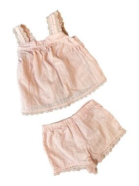 Carter’s Baby Pink Lace Trim Tank & Shorts Set